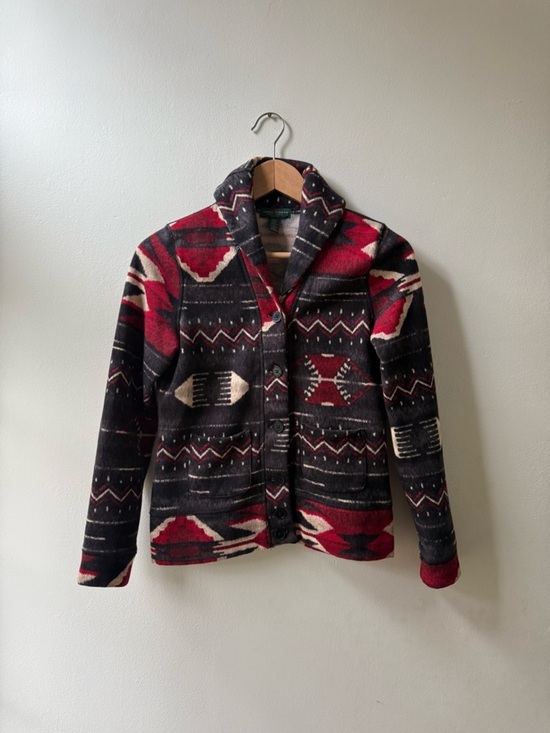 Ralph Lauren Jackets & Blazers - Ralph Lauren Aztec Shawl Collar Knit Jacket - Black, Red, Cream